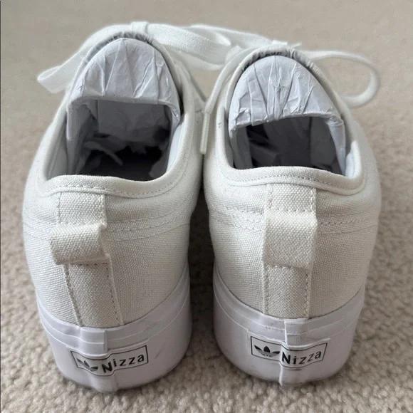 Adidas Nissa Platform White Canvas Sneakers - Picture 8 of 10